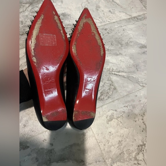 Christian Louboutin Red Bottom Black Leather Mesh Spike Studded Flats 36.5 6.5 - Picture 6 of 9